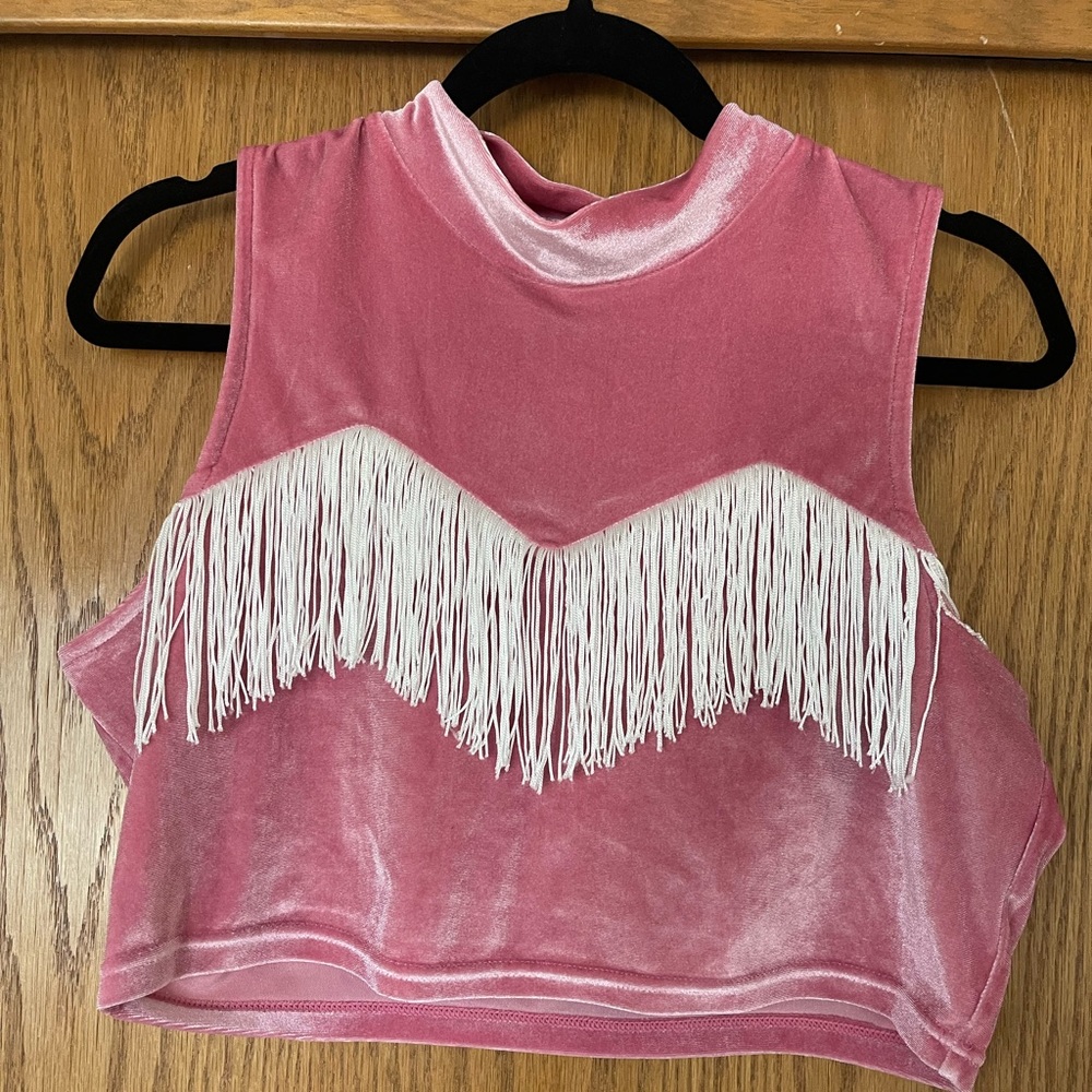 Fashion Brand Company Velvet fringe crop top